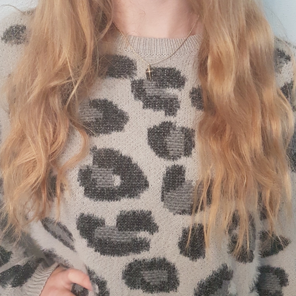 Leopard print crewneck sweater